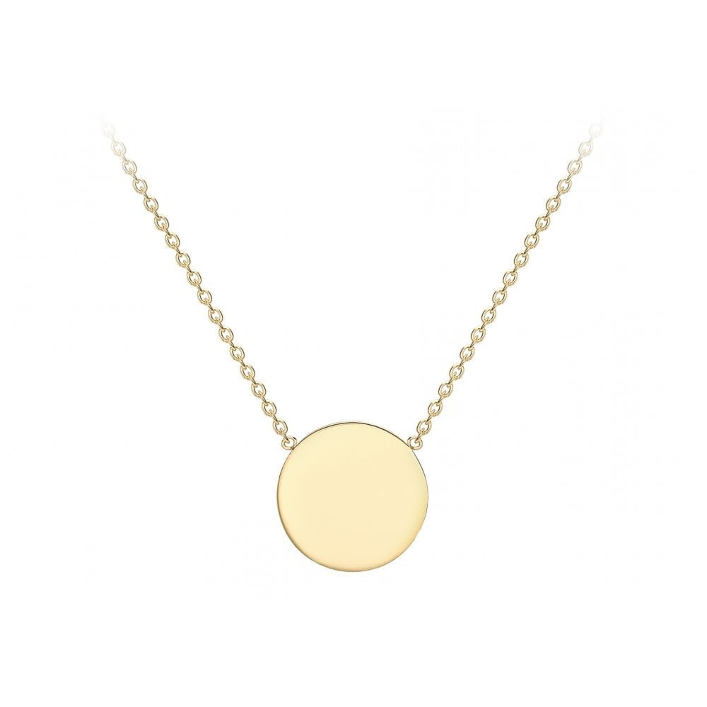9CT YELLOW GOLD 10MM DISC ADJUSTABLE NECKLACE