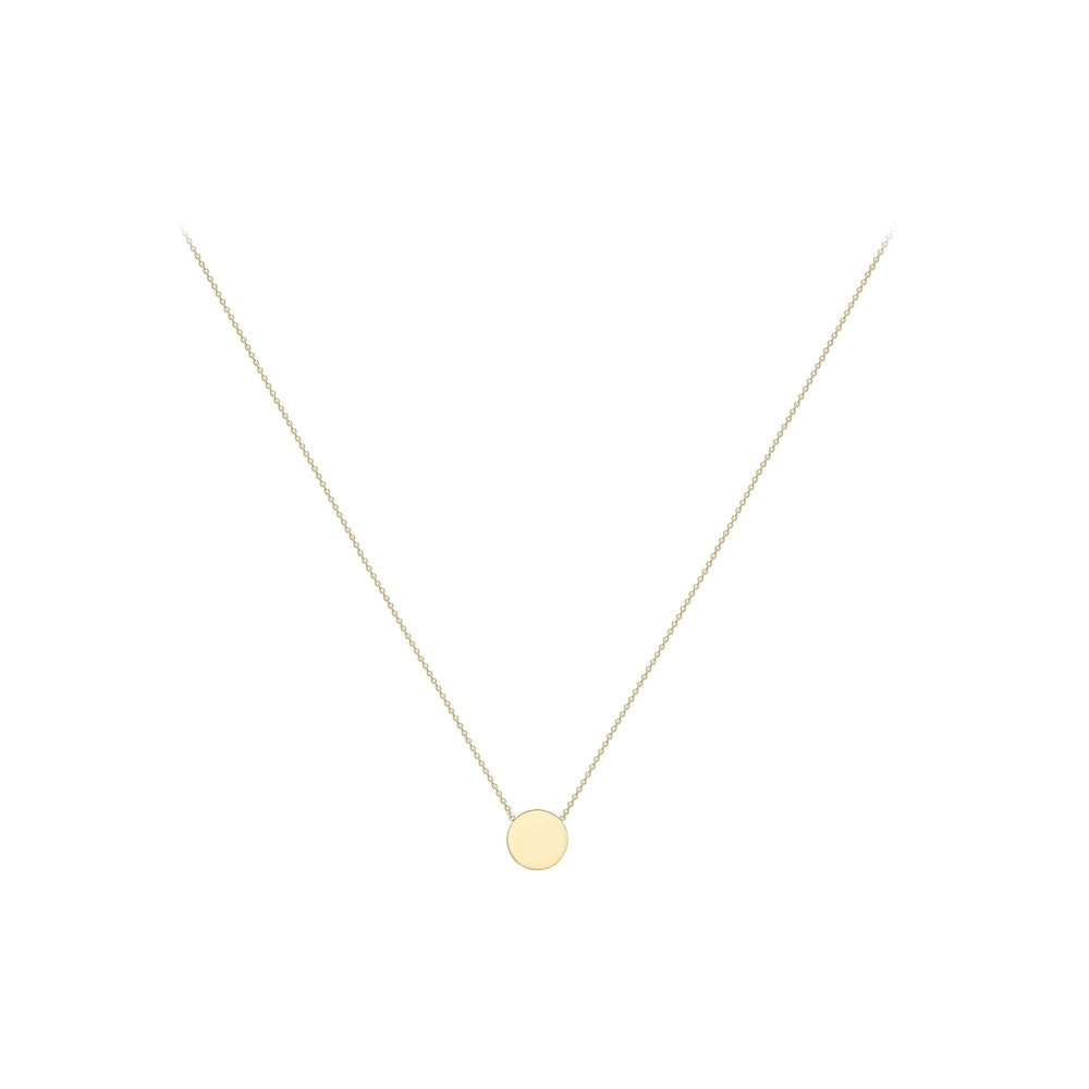 9CT YELLOW GOLD 10MM DISC ADJUSTABLE NECKLACE