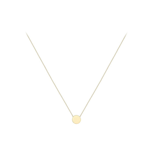 9CT YELLOW GOLD 10MM DISC ADJUSTABLE NECKLACE