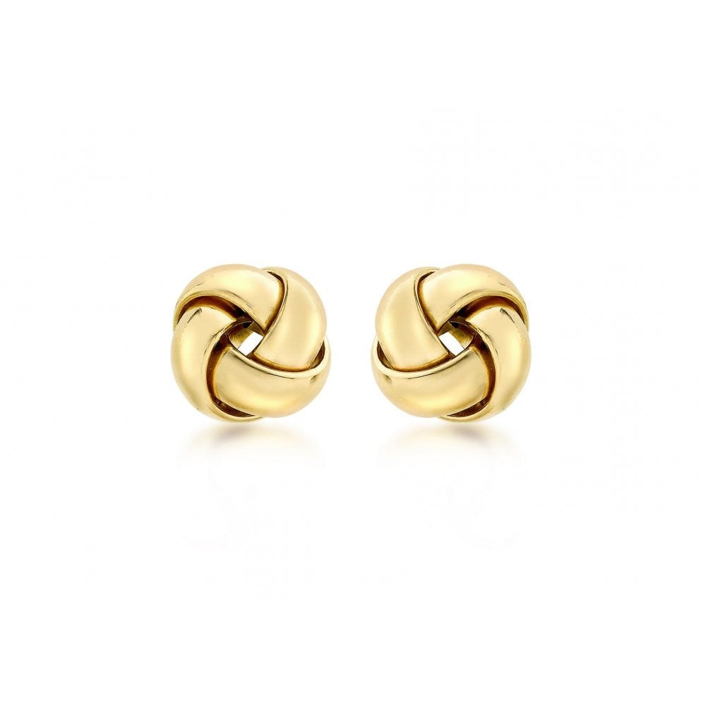 9CT YELLOW GOLD 10MM KNOT STUD EARRINGS