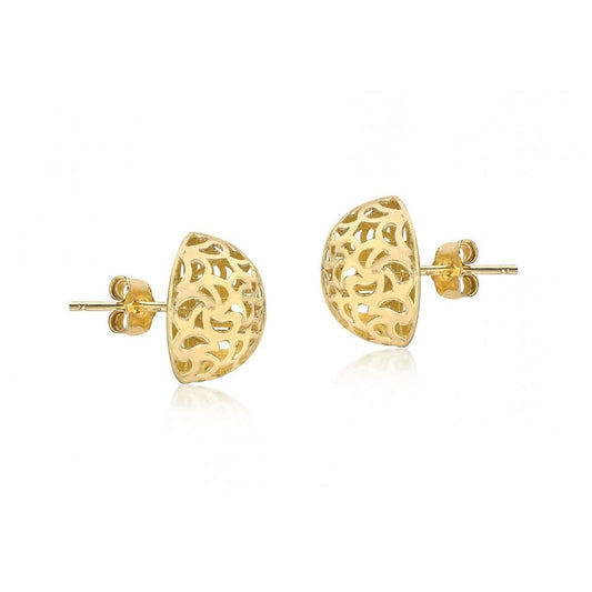 9CT YELLOW GOLD 11.5MM FILIGREE DOME STUD EARRINGS
