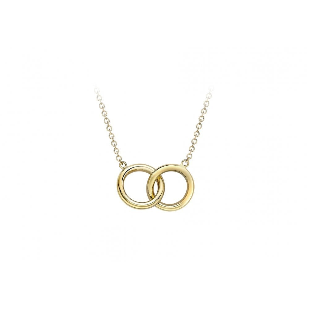 9CT YELLOW GOLD 11.8MM LINKED RINGS ADJUSTABLE NECKLACE