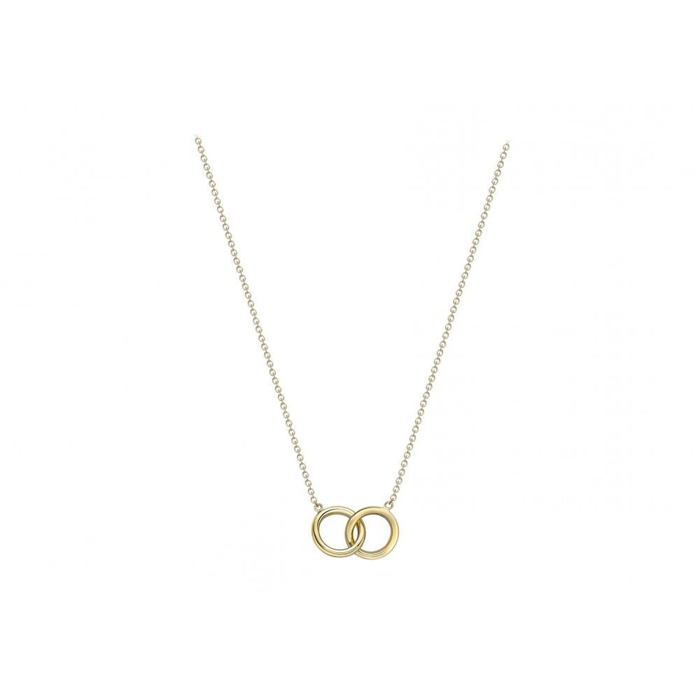 9CT YELLOW GOLD 11.8MM LINKED RINGS ADJUSTABLE NECKLACE