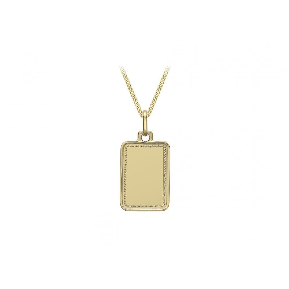 9CT YELLOW GOLD 12.7MM X 26MM ROPE EDGE RECTANGLE PENDANT