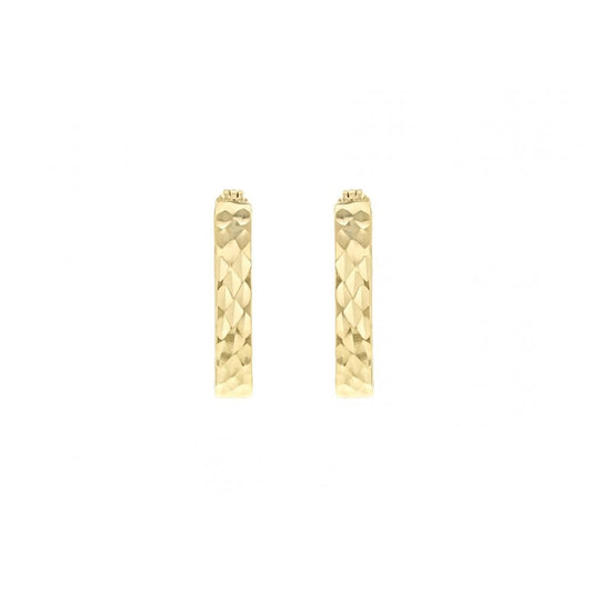 9CT YELLOW GOLD 12MM DIAMOND CUT HOOP EARRINGS