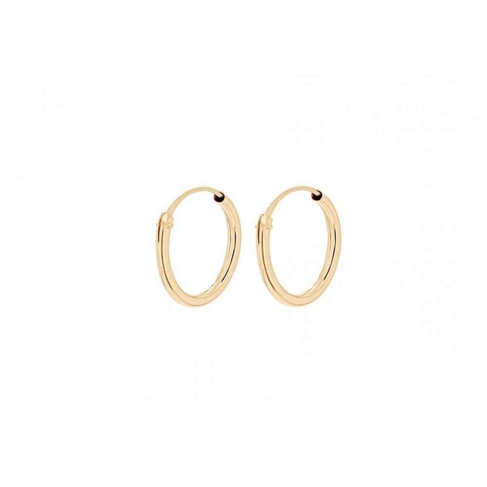 9CT YELLOW GOLD 13MM SLEEPER HOOP EARRINGS