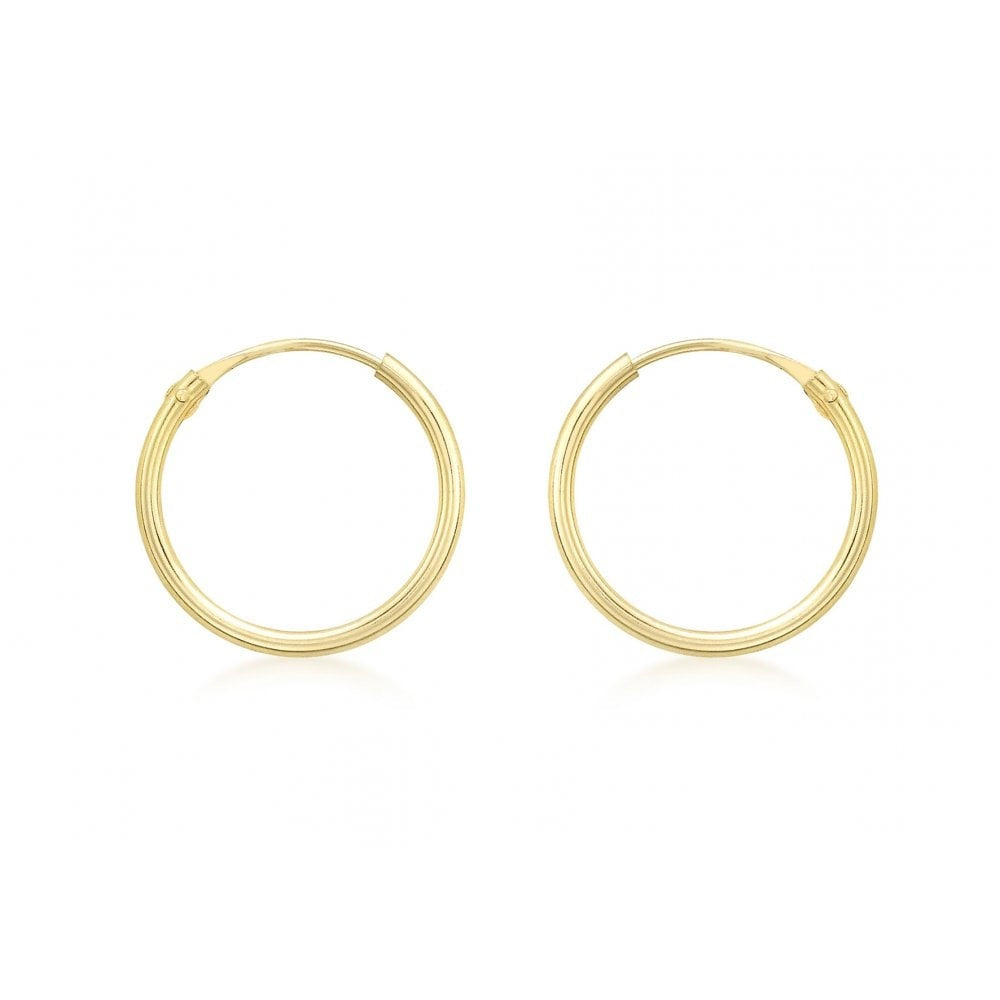 9CT YELLOW GOLD 13MM SLEEPER HOOP EARRINGS