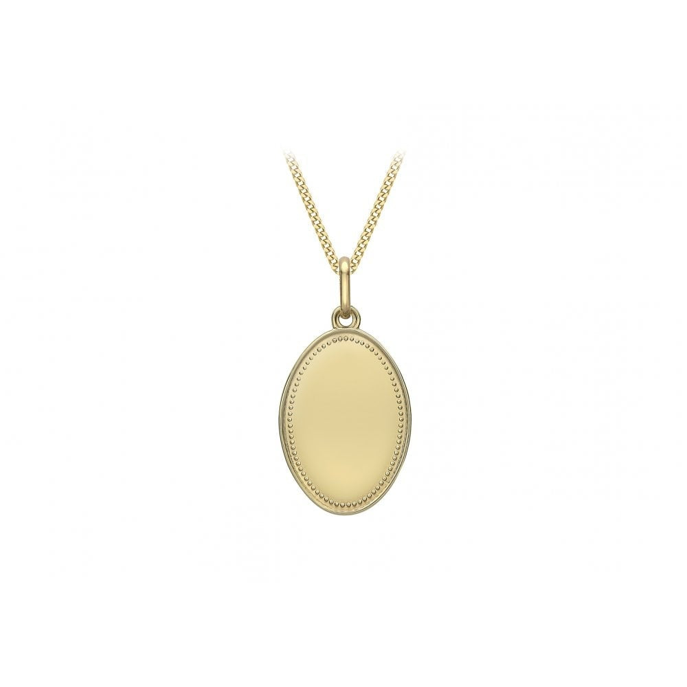 9CT YELLOW GOLD 14.4MM X 27.7MM ROPE EDGE OVAL PENDANT