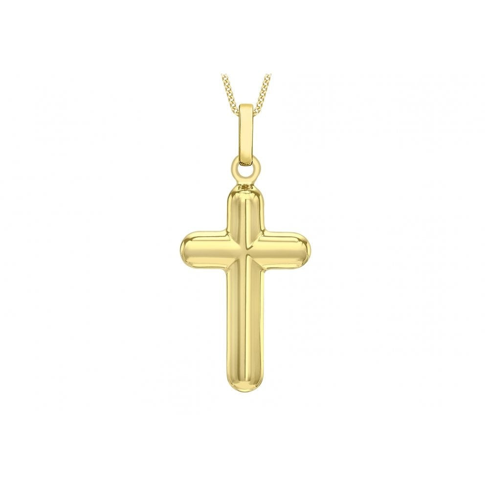 9CT YELLOW GOLD 14MM X 30MM 3D-EFFECT CROSS PENDANT
