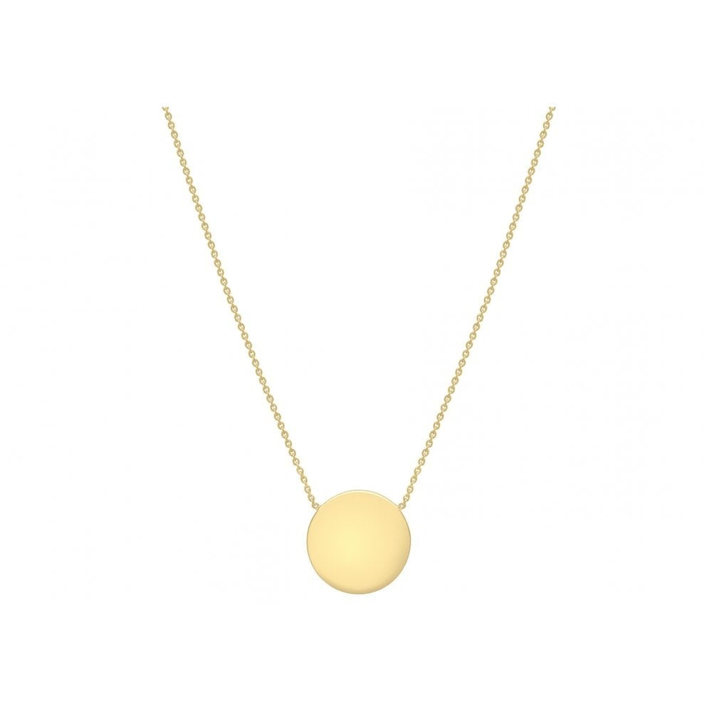 9CT YELLOW GOLD 15MM DISC PENDANT ADJUSTABLE NECKLACE 41CM/16"-43CM/17"