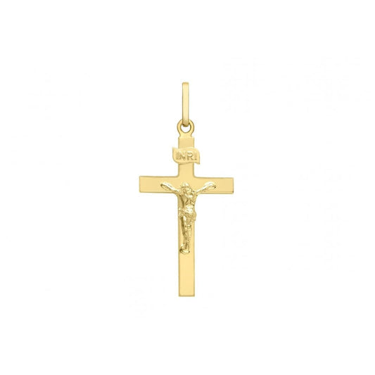 9CT YELLOW GOLD 15MM X 32MM POLISHED CRUCIFIX PENDANT