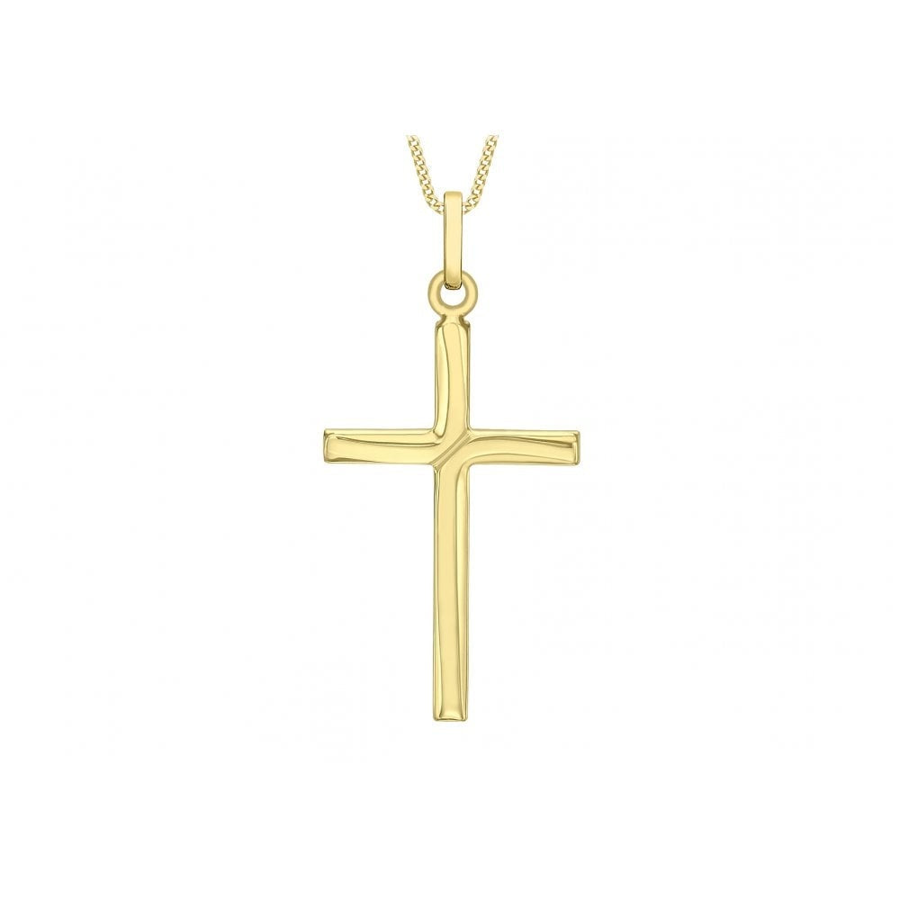 9CT YELLOW GOLD 18MM X 37MM TWIST CROSS PENDANT