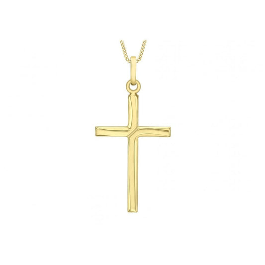 9CT YELLOW GOLD 18MM X 37MM TWIST CROSS PENDANT