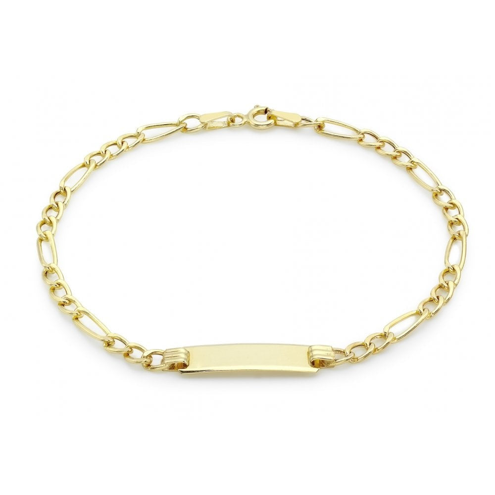 9CT YELLOW GOLD 19.5MM X 5MM HOLLOW FIGARO ID BRACELET