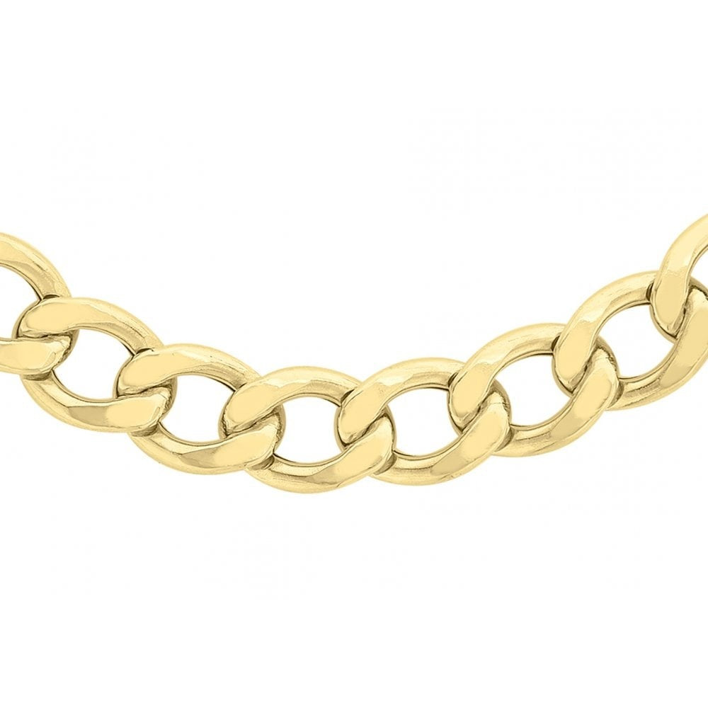 9CT YELLOW GOLD 200 LARGE SPRING RING FLAT CURB CHAIN 46CM/18"