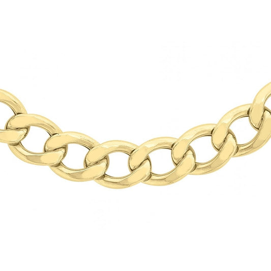 9CT YELLOW GOLD 200 LARGE SPRING RING FLAT CURB CHAIN 46CM/18"