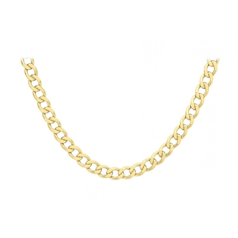 9CT YELLOW GOLD 200 LARGE SPRING RING FLAT CURB CHAIN 46CM/18"