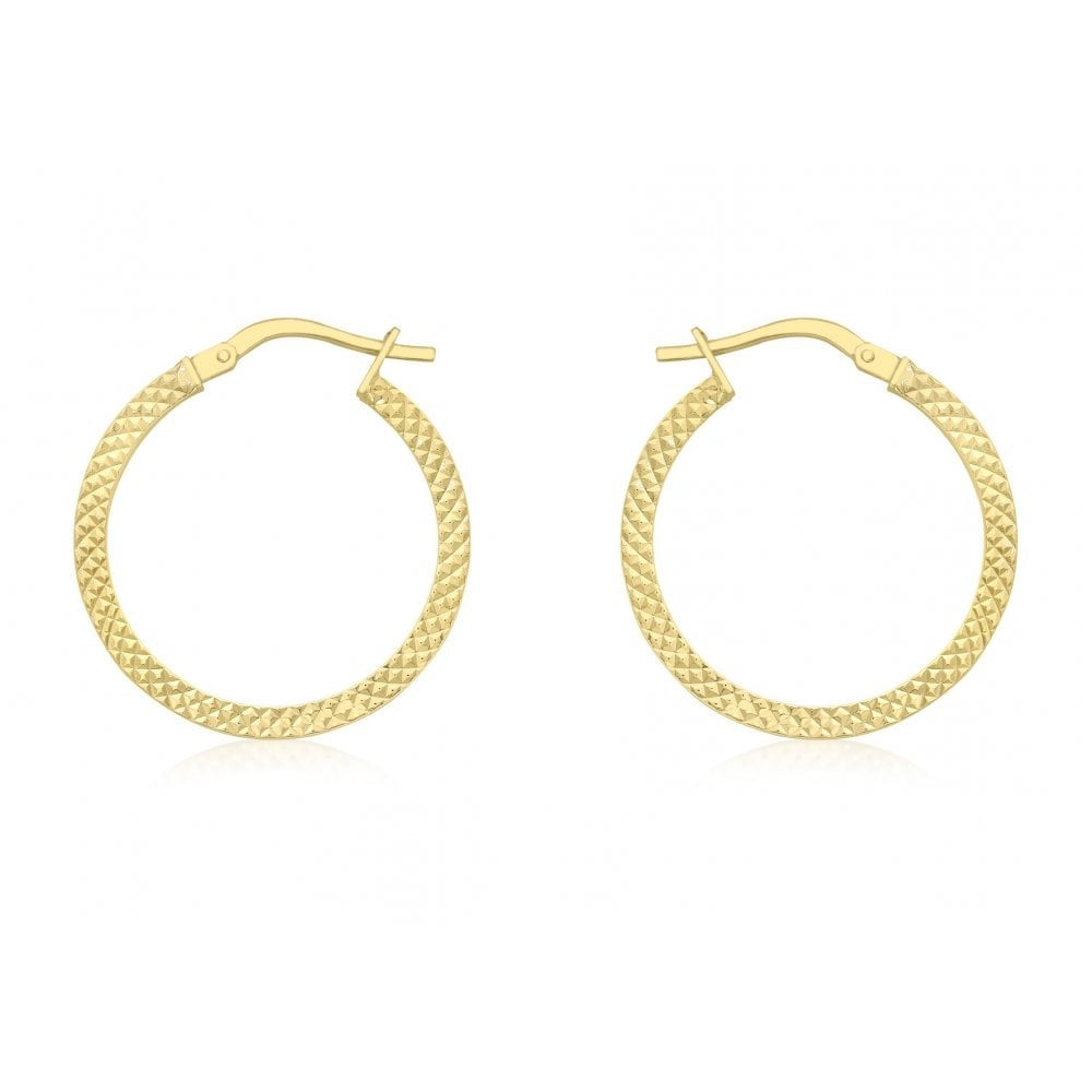 9CT YELLOW GOLD 20MM COBRA-TEXTURED CREOLE EARRINGS