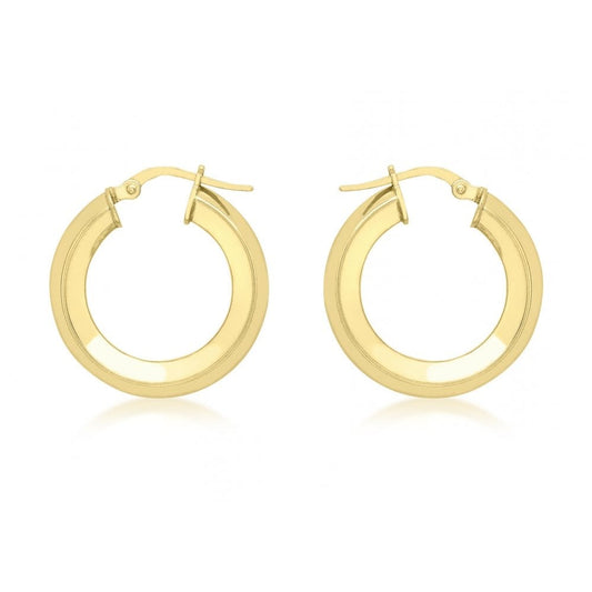 9CT YELLOW GOLD 22MM SQUARE TUBE CREOLE EARRINGS