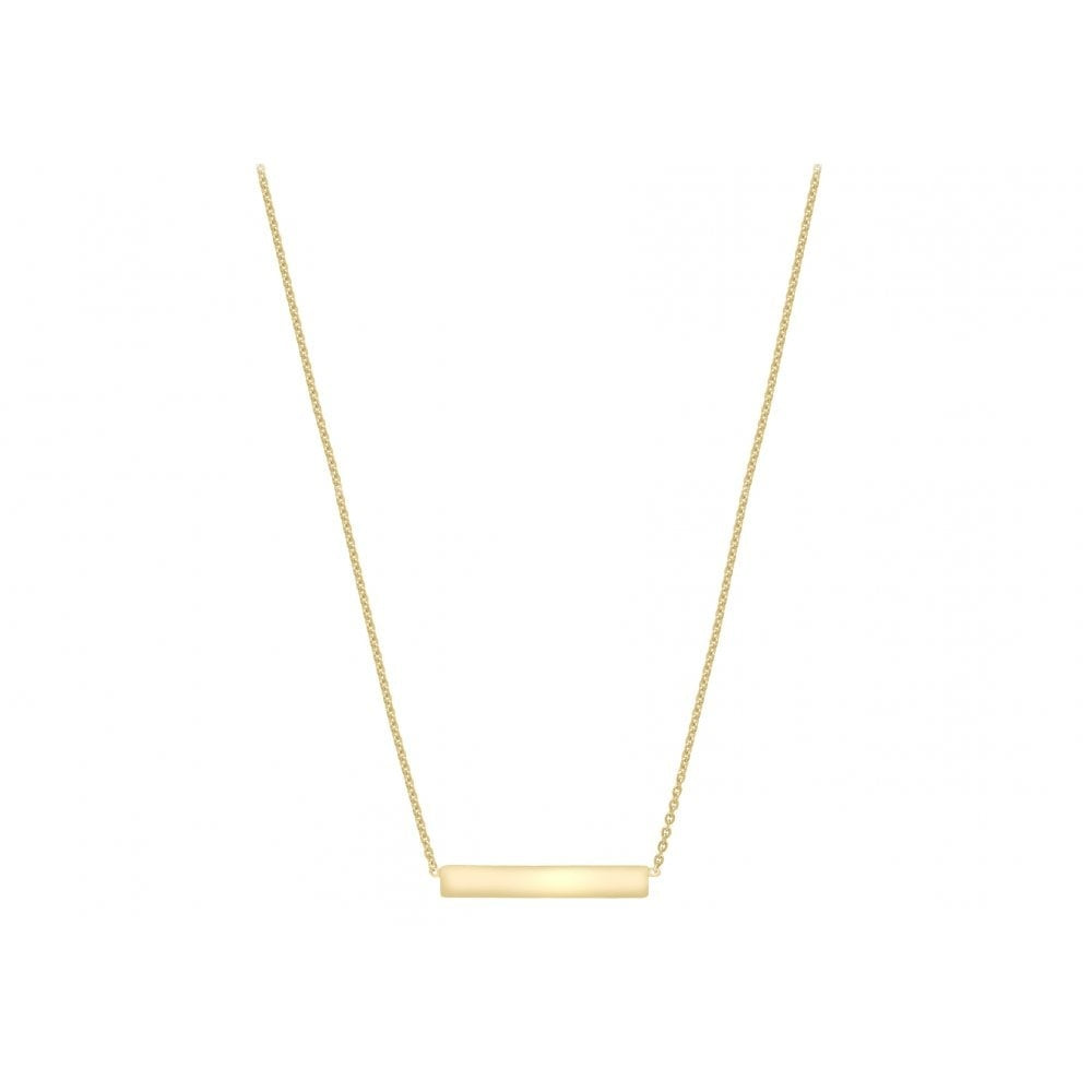 9CT YELLOW GOLD 22MM X 3MM HORIZONTAL BAR PENDANT ADJUSTABLE NECKLACE 41CM/16"-43CM/17"