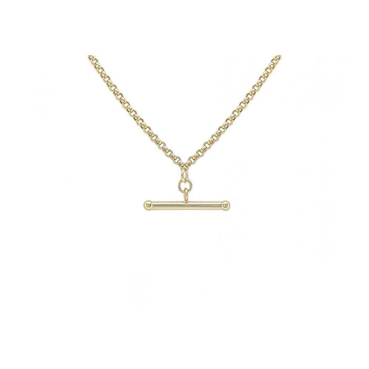 9CT YELLOW GOLD 25.5MM X 3MM T-BAR 80 HOLLOW BELCHER CHAIN ALBERT CLASP NECKLACE 46CM/18"