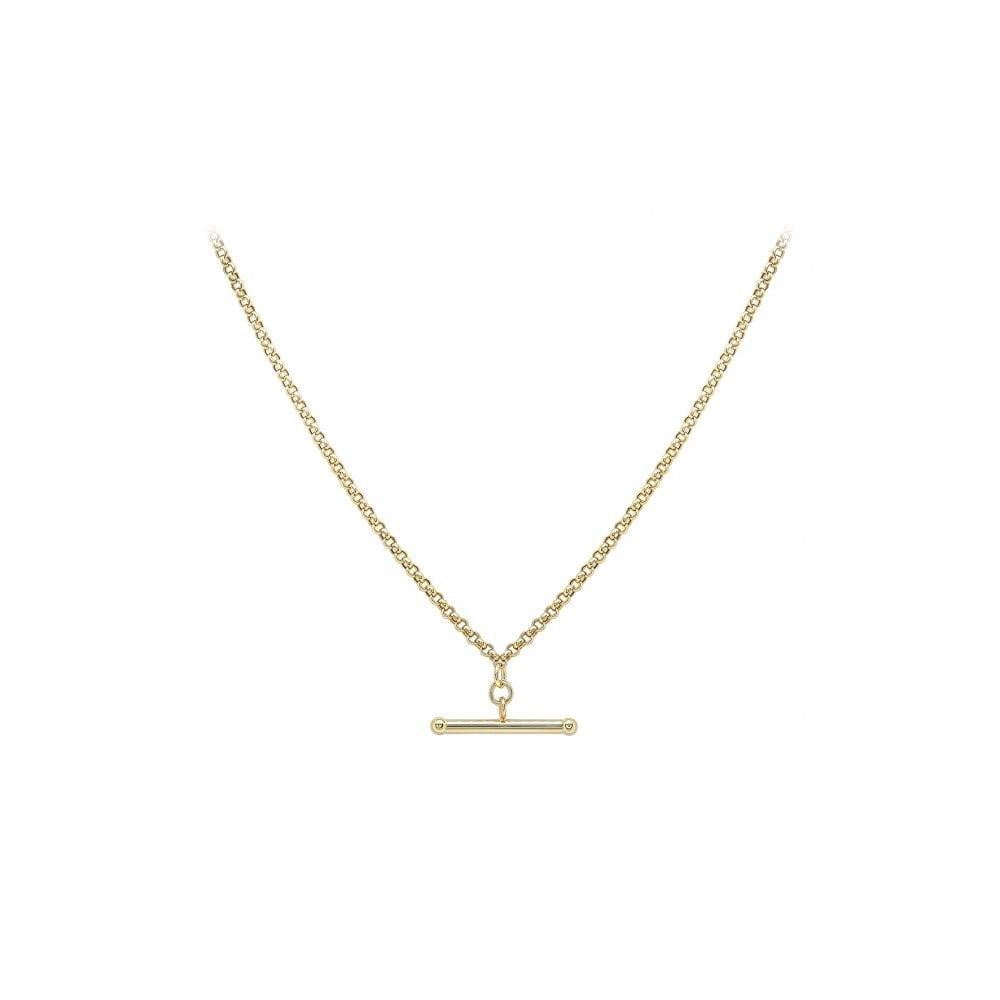 9CT YELLOW GOLD 25.5MM X 3MM T-BAR 80 HOLLOW BELCHER CHAIN ALBERT CLASP NECKLACE 46CM/18"