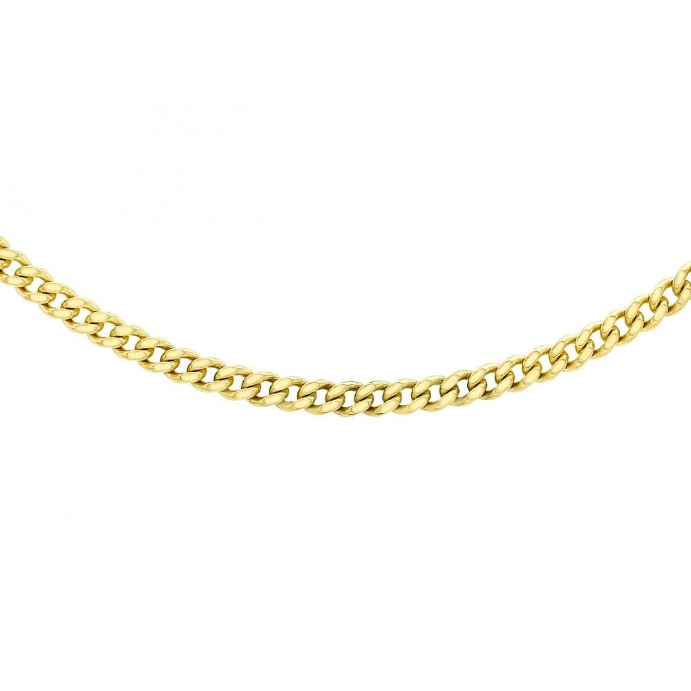 9CT YELLOW GOLD 25 DIAMOND CUT ADJUSTABLE CURB CHAIN 41CM/16"-46CM/18"