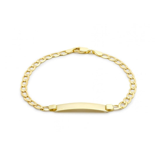 9CT YELLOW GOLD 25MM X 5.5MM FLAT 100 CURB ID BRACELET 18CM/7"