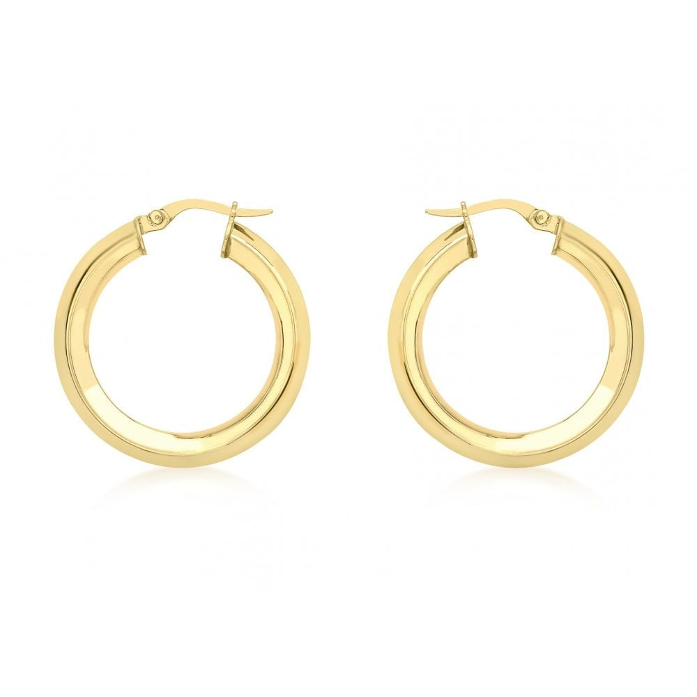 9CT YELLOW GOLD 27MM SQUARE TUBE CREOLE EARRINGS