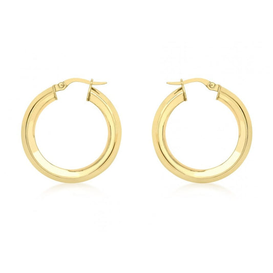 9CT YELLOW GOLD 27MM SQUARE TUBE CREOLE EARRINGS