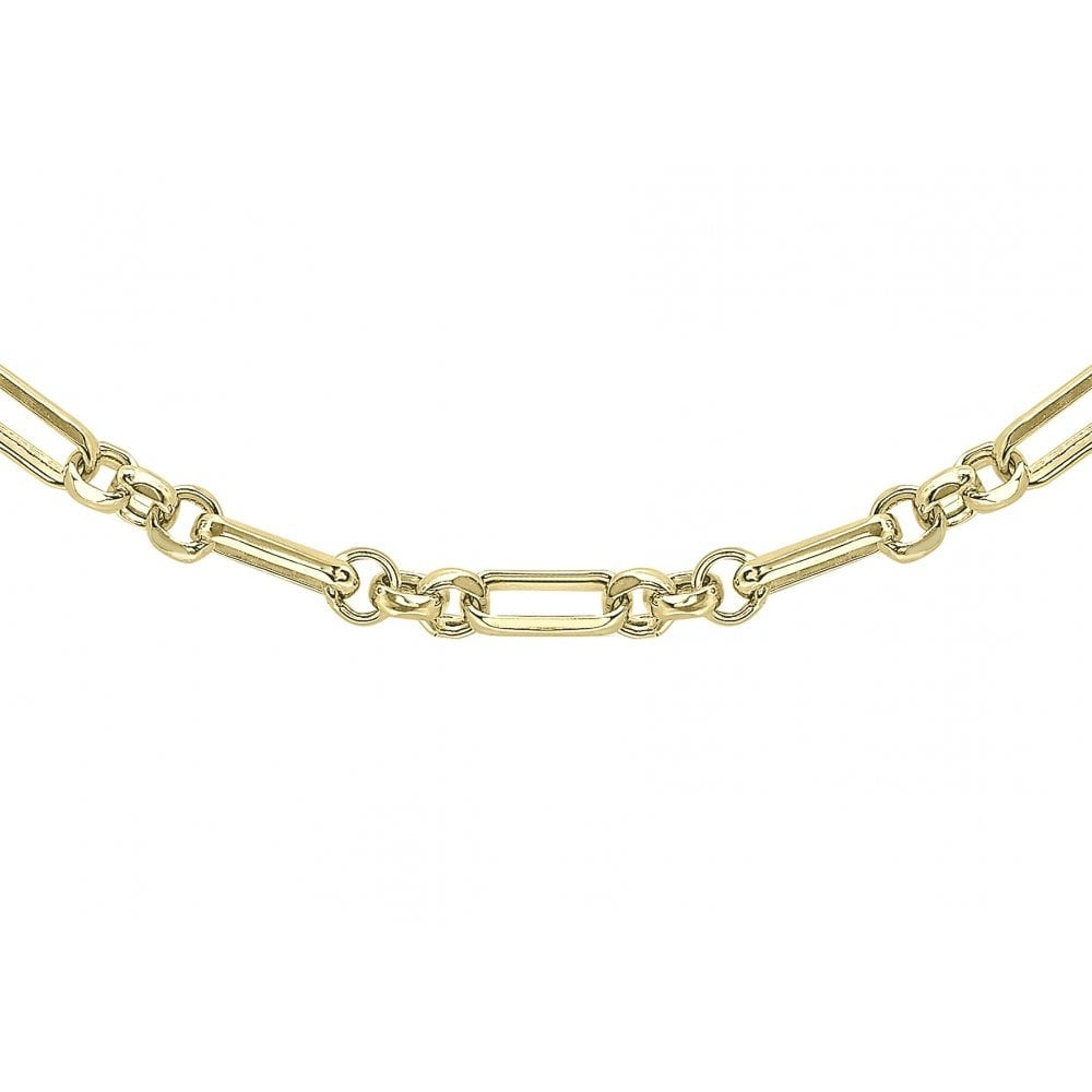 9CT YELLOW GOLD 3.5MM DIAMOND CUT FIGARO BELCHER CHAIN 46CM/18"