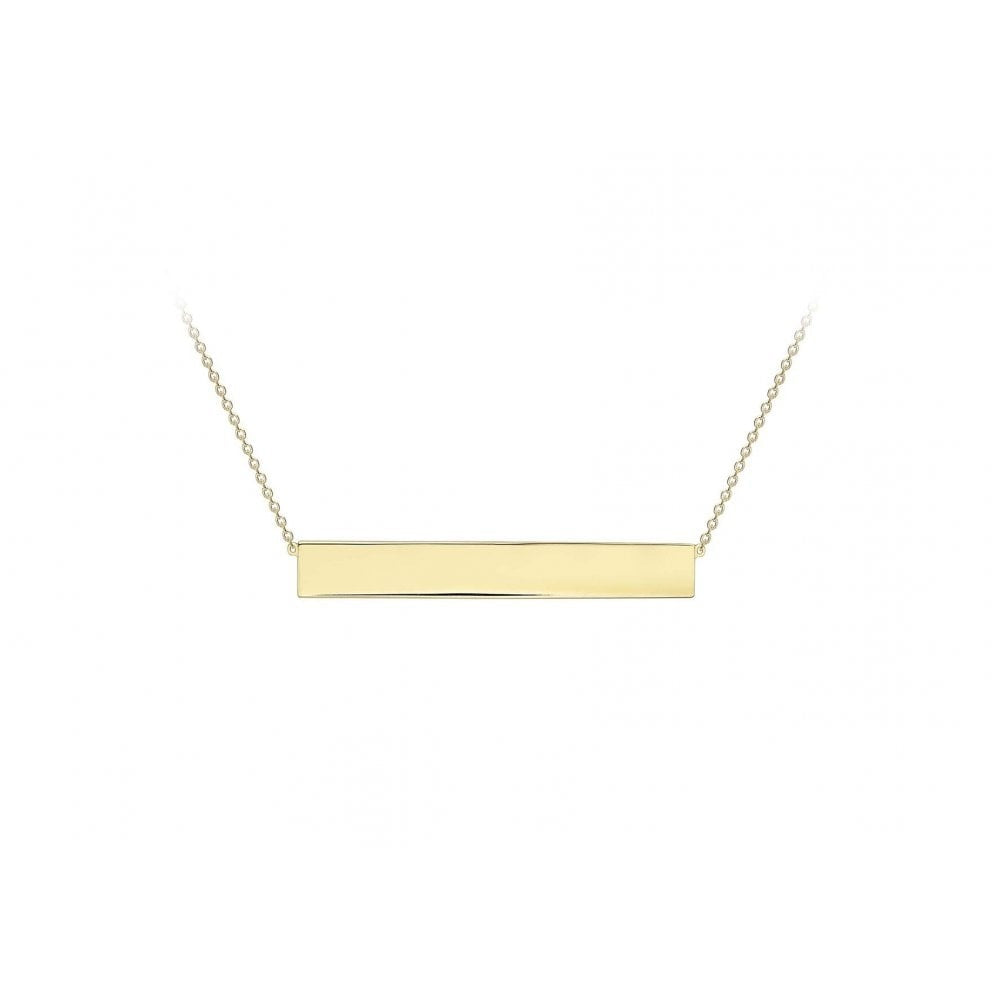 9CT YELLOW GOLD 35MM X 5MM HORIZONTAL BAR ADJUSTABLE NECKLACE