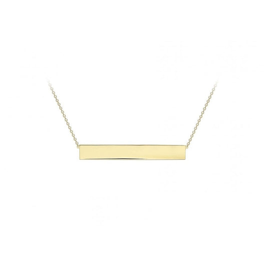 9CT YELLOW GOLD 35MM X 5MM HORIZONTAL BAR ADJUSTABLE NECKLACE