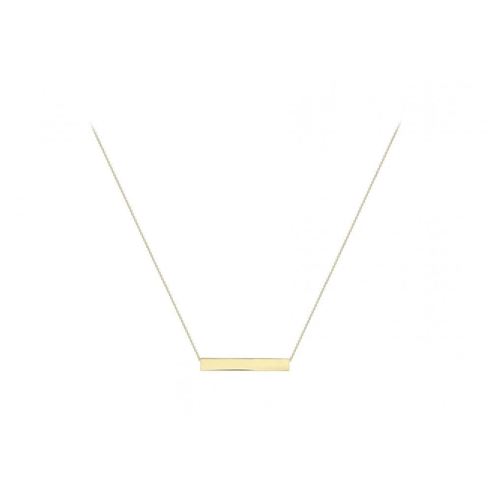9CT YELLOW GOLD 35MM X 5MM HORIZONTAL BAR ADJUSTABLE NECKLACE