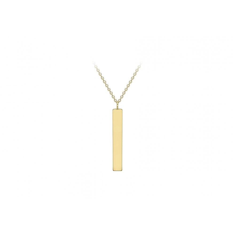 9CT YELLOW GOLD 3MM X 20MM VERTICAL BAR ADJUSTABLE NECKLACE