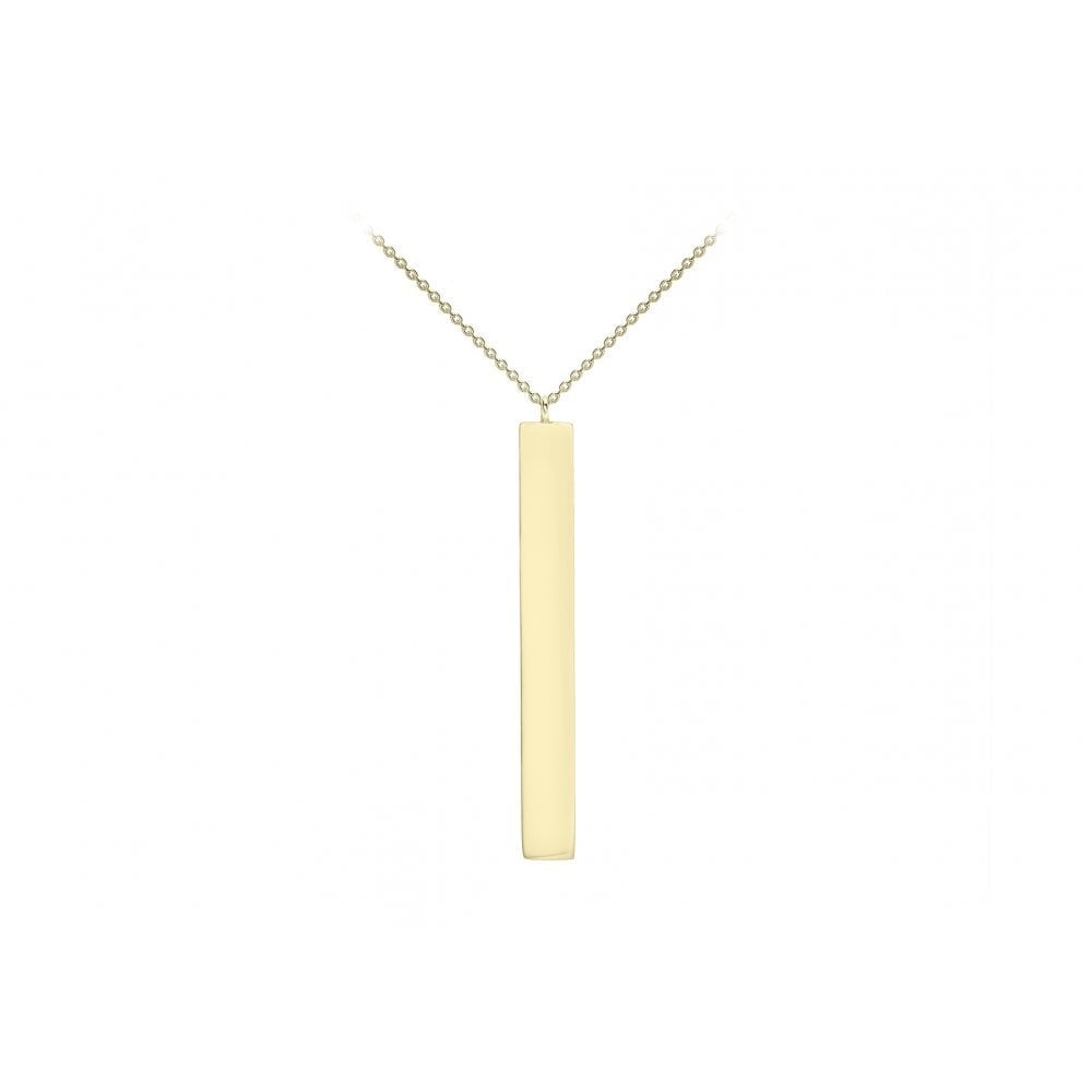 9CT YELLOW GOLD 4.9MM X 39.7MM VERTICAL BAR ADJUSTABLE NECKLACE