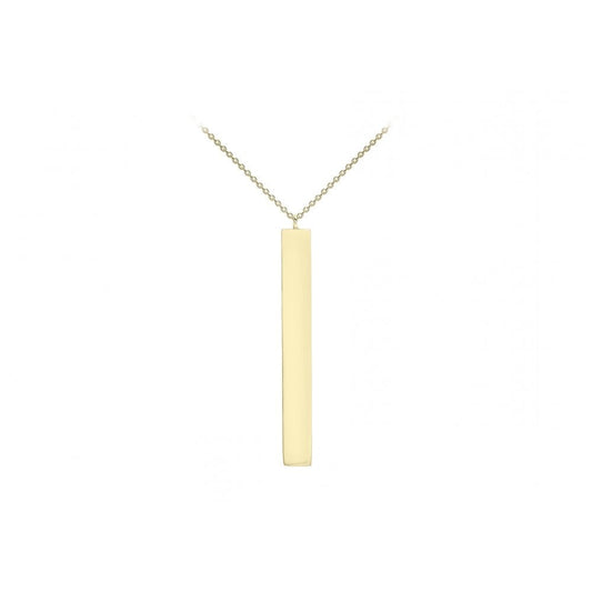 9CT YELLOW GOLD 4.9MM X 39.7MM VERTICAL BAR ADJUSTABLE NECKLACE