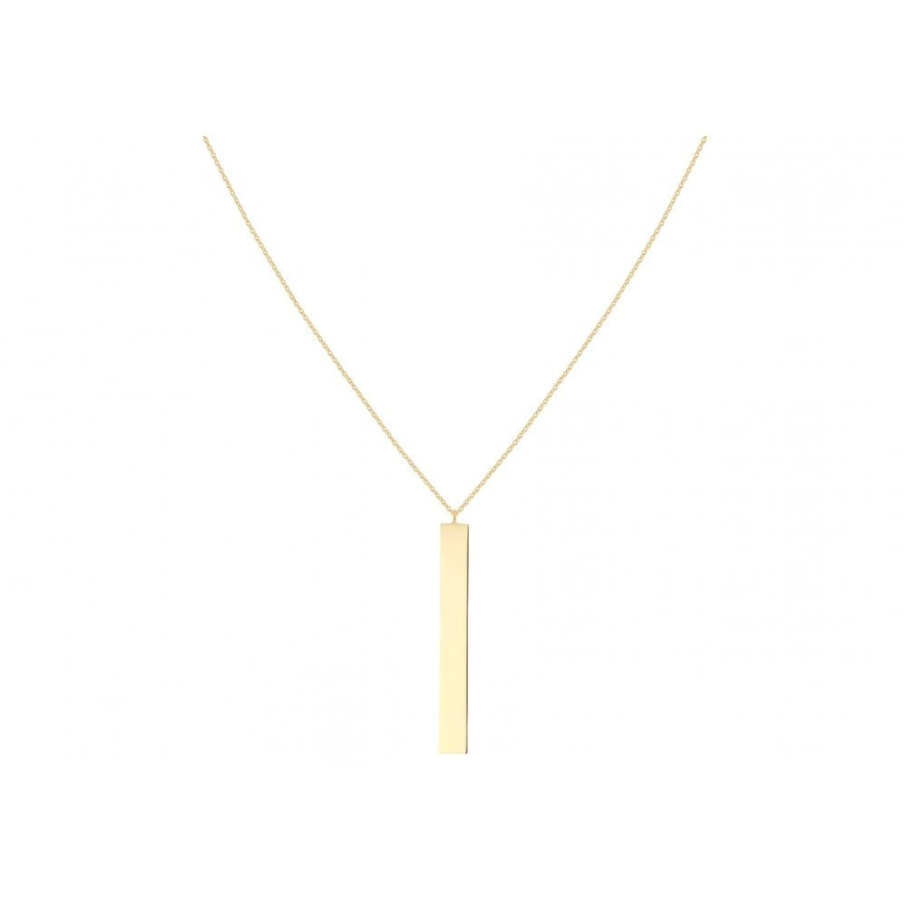9CT YELLOW GOLD 4.9MM X 39.7MM VERTICAL BAR ADJUSTABLE NECKLACE