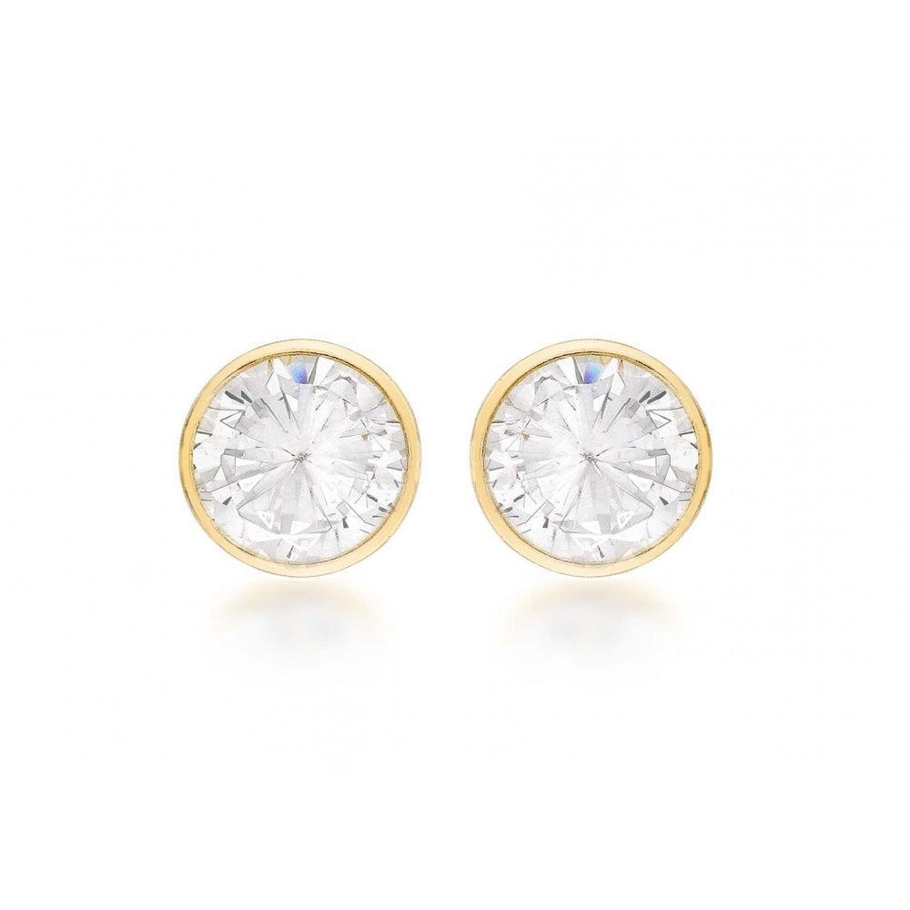 9CT YELLOW GOLD 4MM CZ 4.3MM ROUND STUD EARRINGS