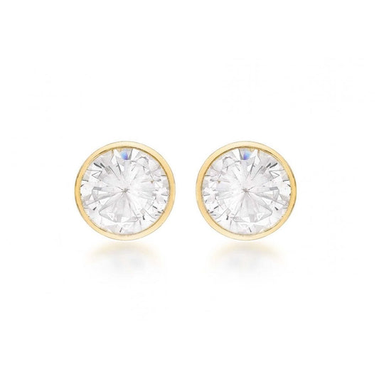 9CT YELLOW GOLD 4MM CZ 4.3MM ROUND STUD EARRINGS