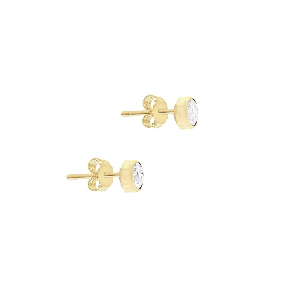 9CT YELLOW GOLD 4MM CZ 5MM ROUND STUD EARRINGS