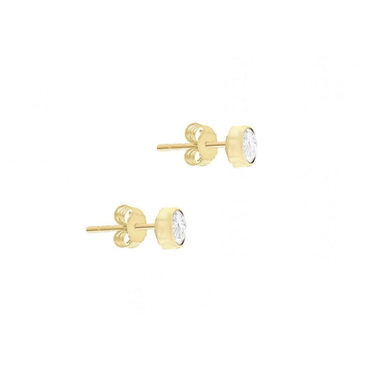 9CT YELLOW GOLD 4MM CZ 5MM ROUND STUD EARRINGS