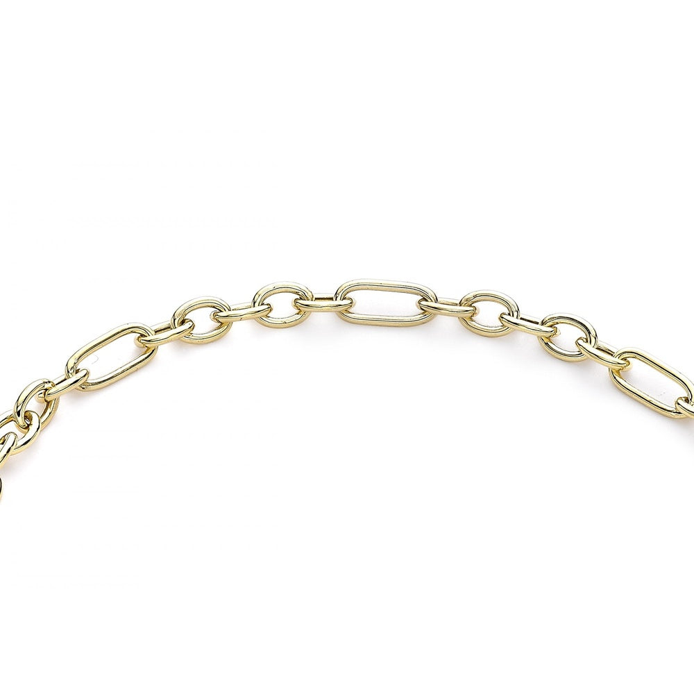 9CT YELLOW GOLD 4MM STRAIGHT FIGARO CHAIN PADLOCK AND SAFETY CHAIN BRACELET