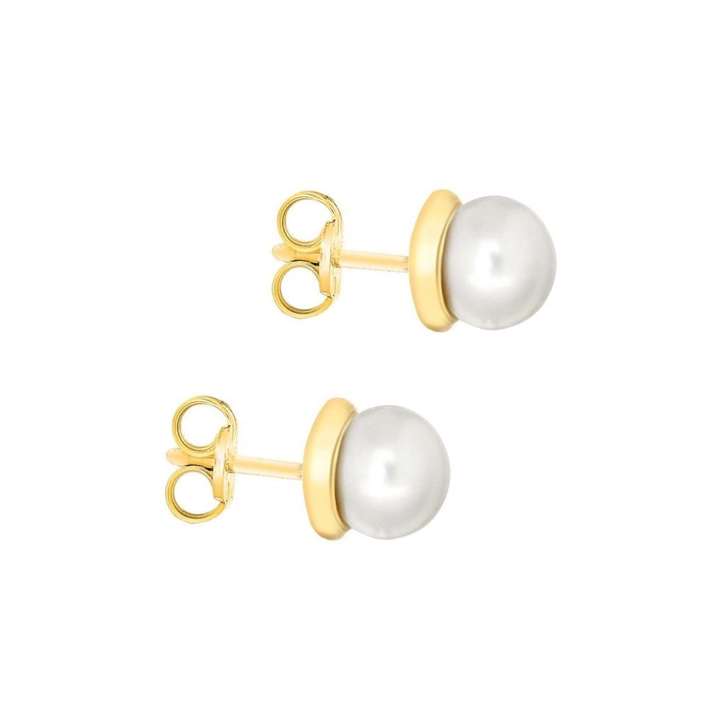 9CT YELLOW GOLD 5MM FRESHWATER PEARL 6MM STUD EARRINGS