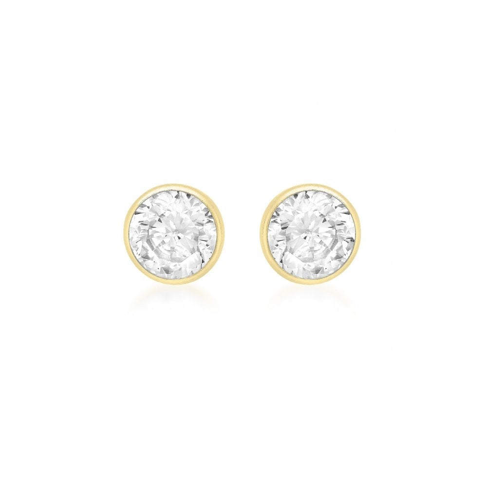 9CT YELLOW GOLD 5MM ROUND CZ 5.3MM STUD EARRINGS