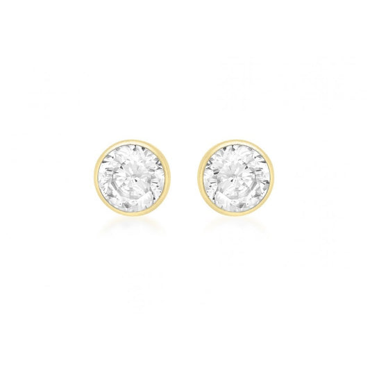 9CT YELLOW GOLD 5MM ROUND CZ 5.3MM STUD EARRINGS