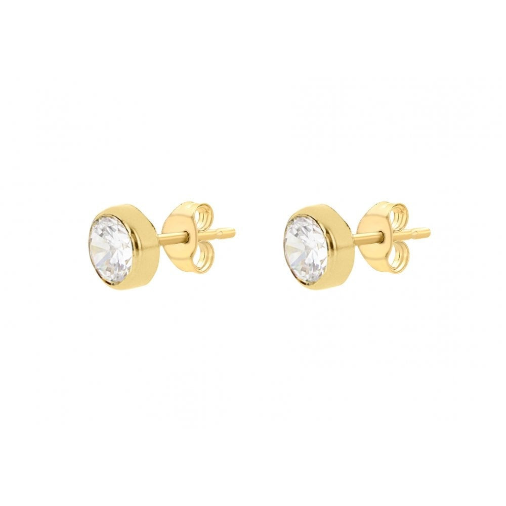 9CT YELLOW GOLD 5MM ROUND CZ 5.3MM STUD EARRINGS