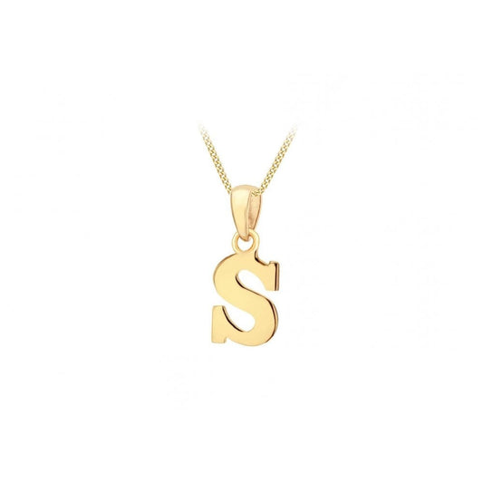 9CT YELLOW GOLD 6.8MM X 16MM PLAIN ####S#### INITIAL PENDANT