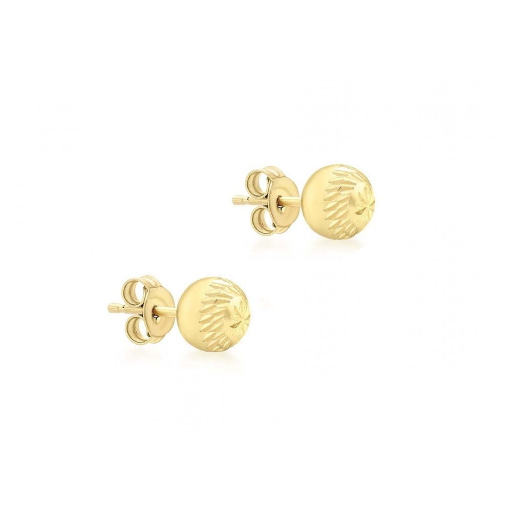9CT YELLOW GOLD 6MM DIAMOND CUT BALL STUD EARRINGS