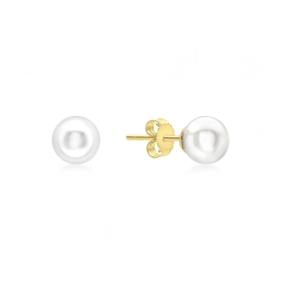 9CT YELLOW GOLD 6MM PEARL STUD EARRINGS
